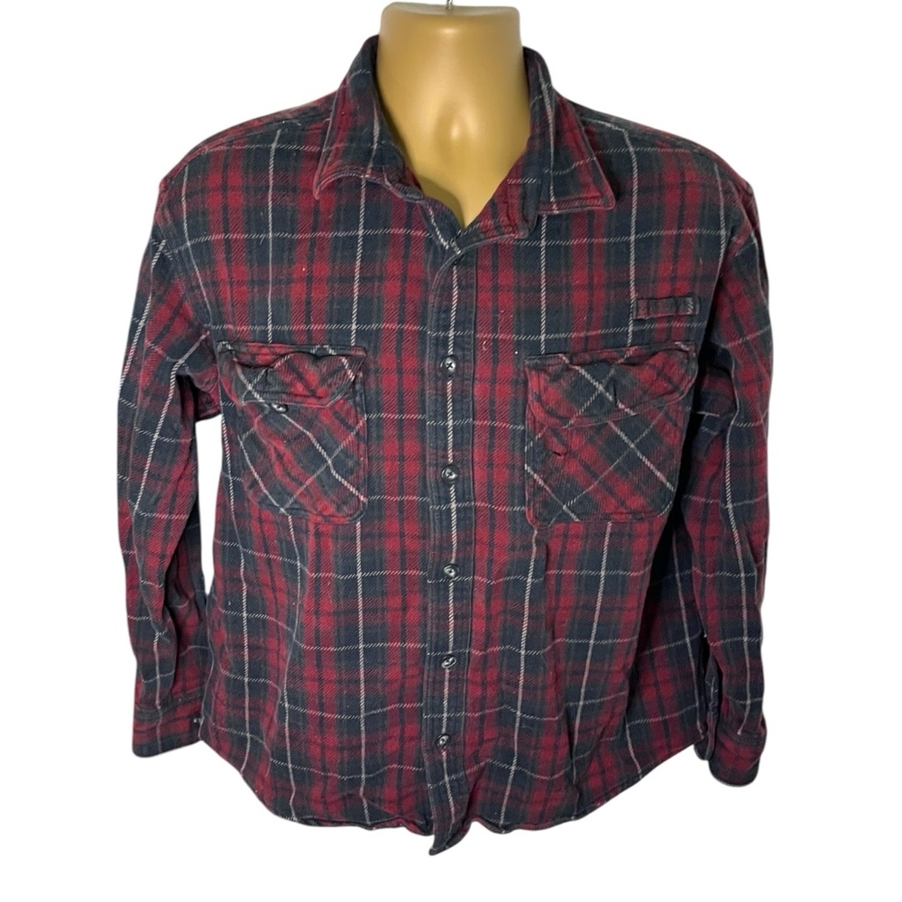 Cabela’s Heavyweight Plaid Flannel Button Down Red Combo XL